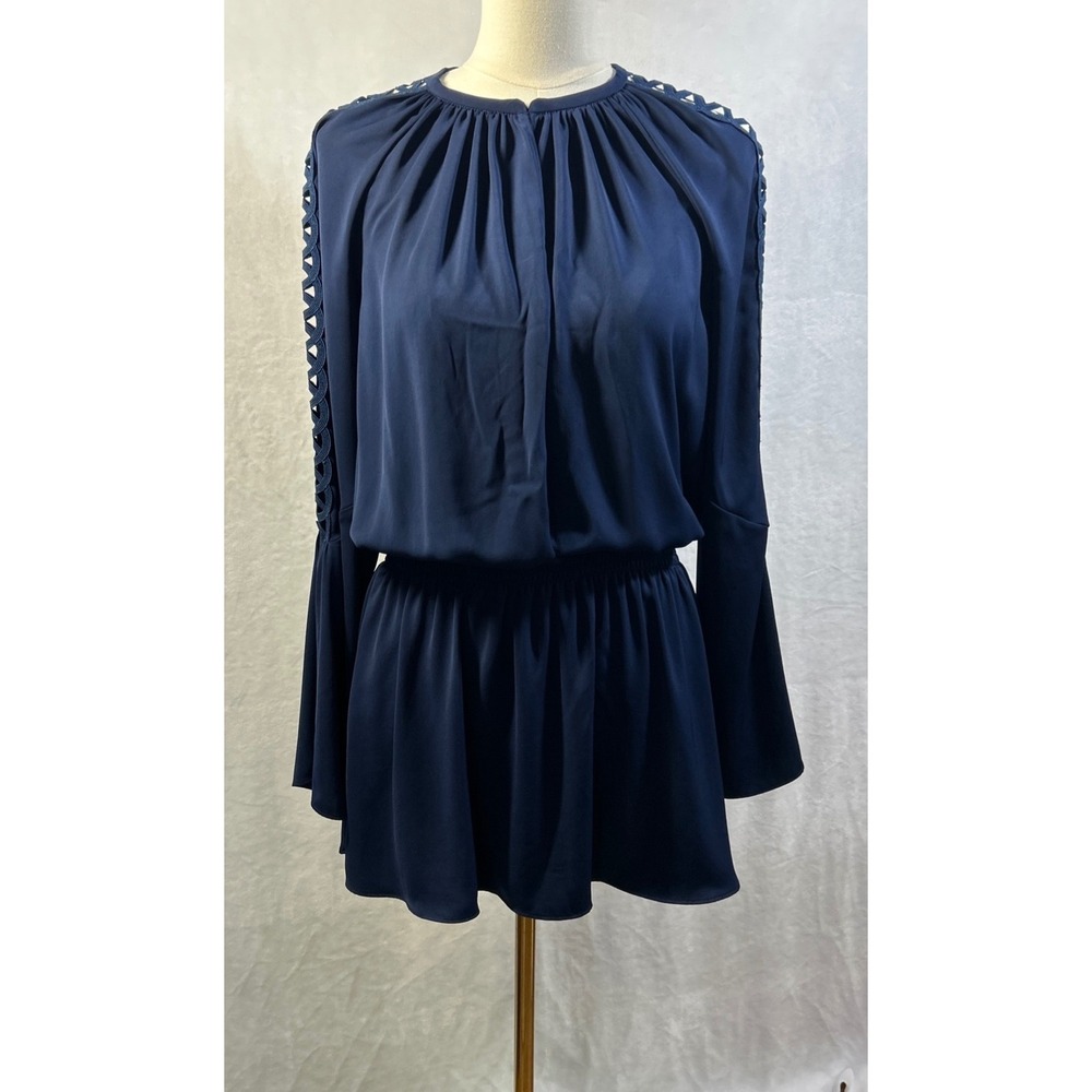 Ramy Brook Briana Mini Dress Sz S Lacey Cut Out Bell Sleeves Boho Fairy Festival